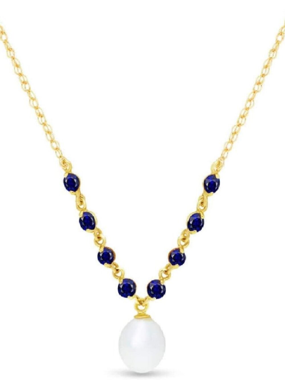 Galaxy Gold 14K Blue Sapphire & Pearl Pearl Drop Pendant Necklace